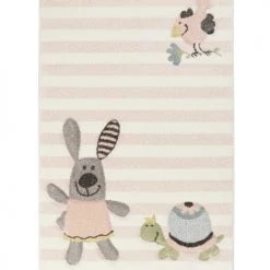 SIGIKID Tapis Enfant Rayé Pastel Motif Animaux 200x290