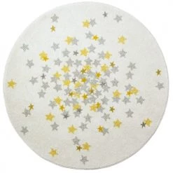 AFK Living Tapis Enfant Rond Nova Jaune 120x120