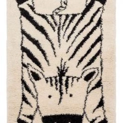 AFK Living Tapis Enfant Shaggy Zèbre Crème 80x150