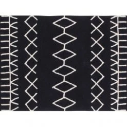 Lorena Canals Tapis Enfant Tapis Ethnique Design En Coton Noir 140x200