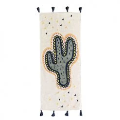 Future Home Tapis Enfant Tapis Imprimé Coton Blanc Cactus 50x120cm