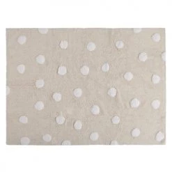 Lorena Canals Tapis Enfant Tapis Lavable à Pois Blancs En Coton Beige 120x160