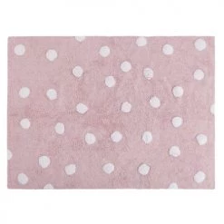 Lorena Canals Tapis Enfant Tapis Lavable à Pois Blancs En Coton Rose 120x160