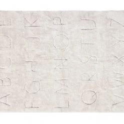 Lorena Canals Tapis Enfant Tapis Lavable Alphabet En Coton Blanc 140x200