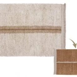 Lorena Canals Tapis Enfant Tapis Lavable En Coton Marron Et Ligne Blanche 170x240