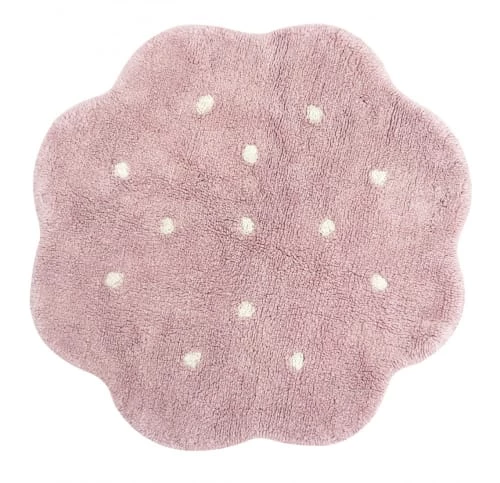 Lorena Canals Tapis Enfant Tapis Lavable Mini Biscuit Rose 90x90cm