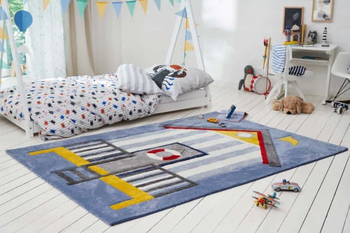 Esprit Tapis Enfant Tapis Motif Cabine De Plage Colorée 133x200 – Image 2