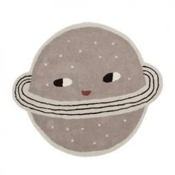 OYOY Living Design Tapis Enfant Tapis Planet Gris En Laine Et En Coton H100x116cm