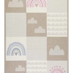 Esprit Tapis Enfant Tapis Plat Réversible Tons Pastels Beige, Rose Et Bleu 160x230