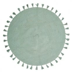 Maisons Du Monde Tapis Enfant Tapis Rond à Pompons En Coton Vert D100