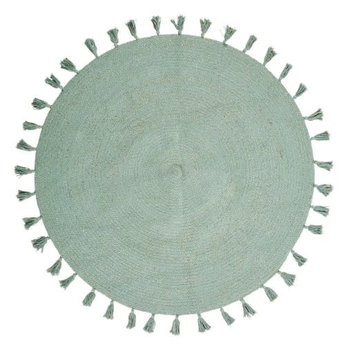 Maisons Du Monde Tapis Enfant Tapis Rond à Pompons En Coton Vert D100