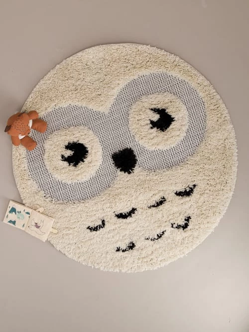 AFK Living Tapis Enfant Tapis Rond Enfant Hibou 120x120 – Image 2
