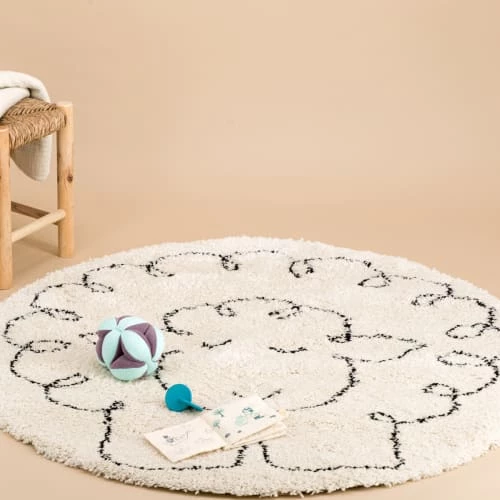 AFK Living Tapis Enfant Tapis Rond Enfant Petit Mouton 120x120 – Image 2