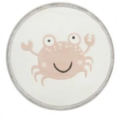 Esprit Tapis Enfant Tapis Rond Motif Petit Crabe Rose Sur Fond Beige 80 D