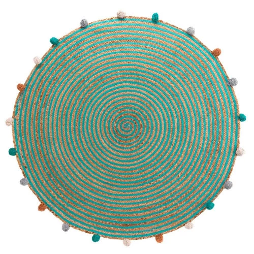 Douceur D'Intérieur Tapis Enfant Tapis Rond Pompons Jute Polycoton D90cm