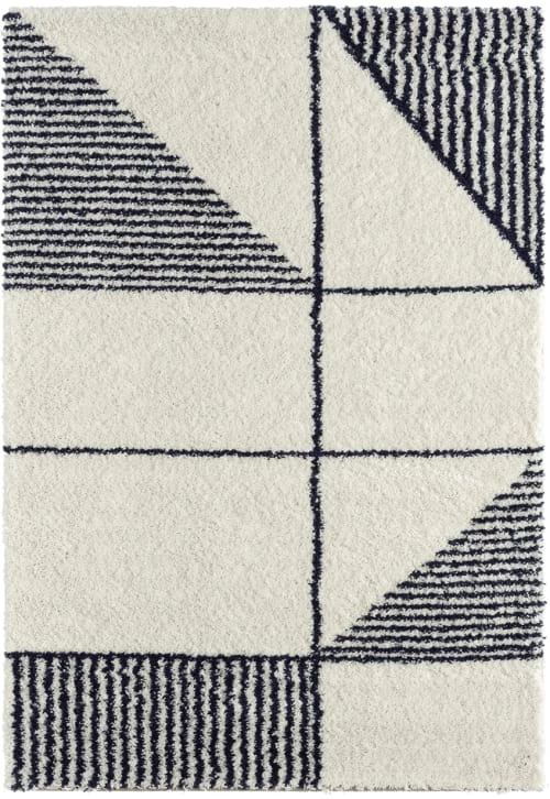 Nazar Tapis Enfant Tapis Shaggy Géométrique Enfants Bleu 120x160