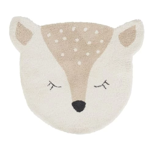 Maisons Du Monde Tapis Enfant Tapis Tufté Tête De Biche Beige En Coton OEKO-TEX® 100x90