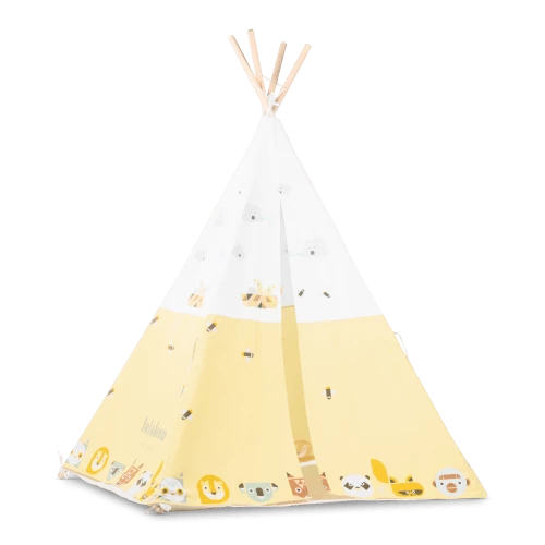 Beeloom Tipis Enfant Tente Tipi Pour Enfants En Bois Naturel Et Coton Jaune