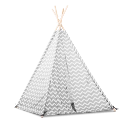 Beeloom Tipis Enfant Tente Tipi Pour Enfants En Bois Naturel Et Polyester Blanc Et Gris