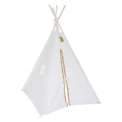 Home Maison Tipis Enfant Tipi Enfant à Pompons Ronds Beige 120x120x160