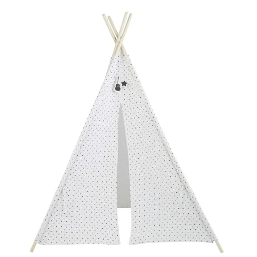Maisons Du Monde Jouets Enfant Tipi Enfant Blanc Motifs étoiles Noires Et Pin
