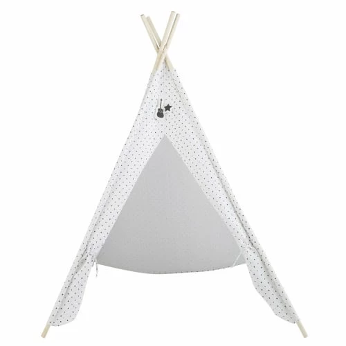 Maisons Du Monde Jouets Enfant Tipi Enfant Blanc Motifs étoiles Noires Et Pin – Image 3