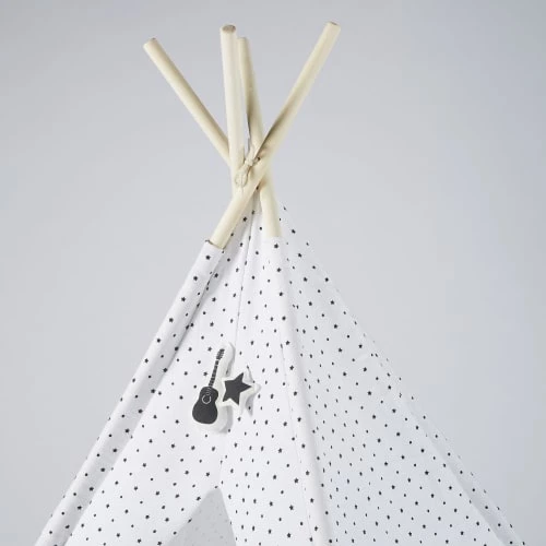 Maisons Du Monde Jouets Enfant Tipi Enfant Blanc Motifs étoiles Noires Et Pin – Image 4