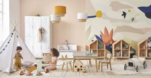 Maisons Du Monde Jouets Enfant Tipi Enfant Blanc Motifs étoiles Noires Et Pin – Image 5