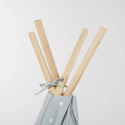Maisons Du Monde Jouets Enfant Tipi Enfant Gris Imprimé étoiles Blanche Avec Tapis – Image 5