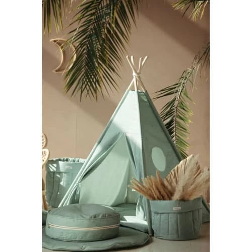 Lignea Kids Tipis Enfant Tipi Fleuri En Coton Vert Menthe – Image 2