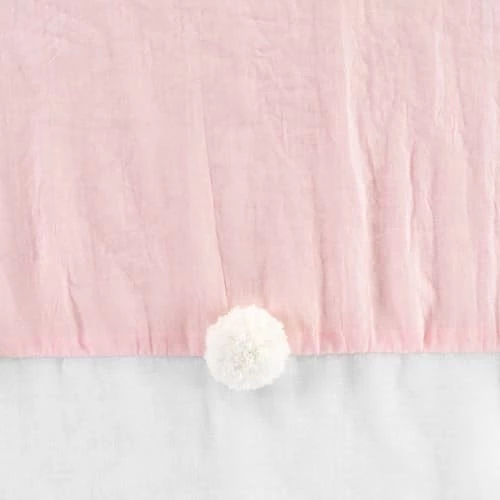 Douceur D'Intérieur Rideaux Enfant Voilage à Pompons Colorés Polyester Blanc/rose 240x140cm – Image 4