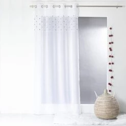 Decostars Rideaux Enfant Voilage Sablé Avec Top Cœurs Polyester Gris 240x140cm