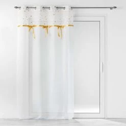 Douceur D'Intérieur Rideaux Enfant Voilage Sable Top Métallisé Nœuds 140x240cm